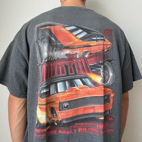 Other - Vintage 2000s Justin Martin AOP Racing Graphics Gray Tee Shirt